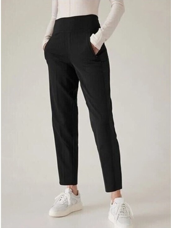 Athleta Pants - Athleta Size 12 Tall Endless Satin Side Stripe Pant Black #782695 New $109